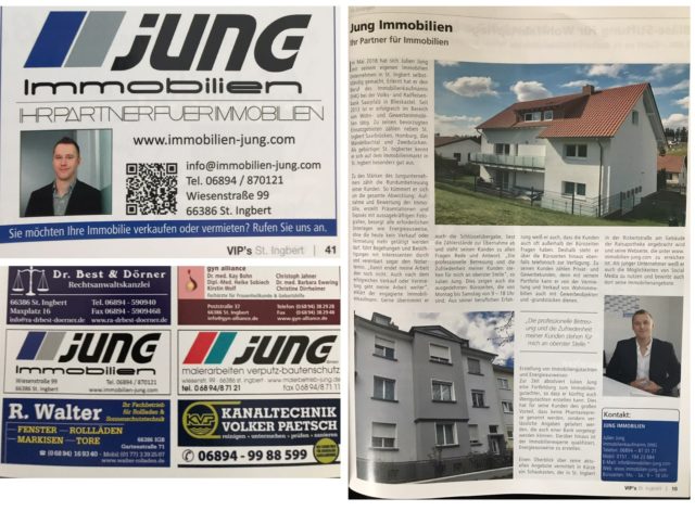 Bericht über Jung Immobilien im St. Ingberter VIP'S Magazin