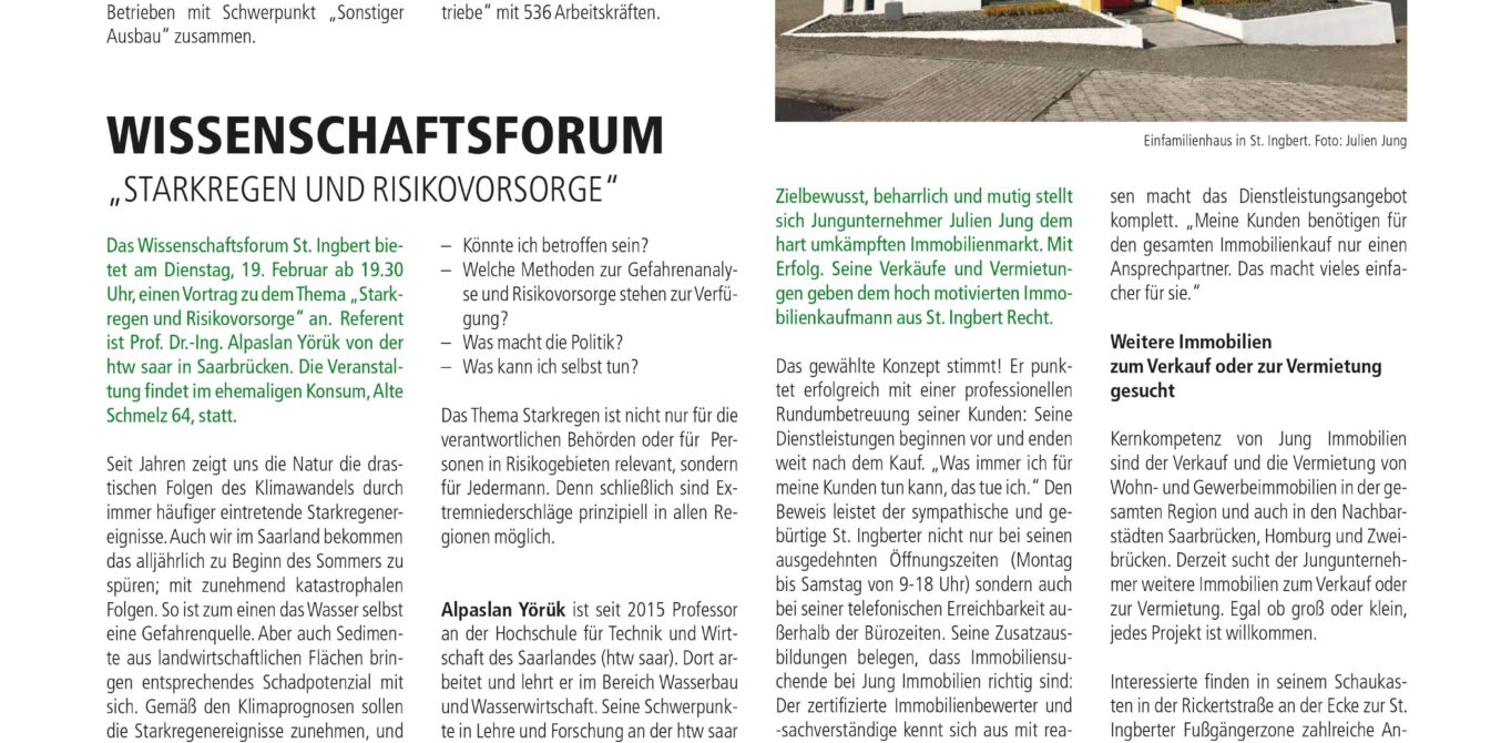 Toller Bericht über Jung Immobilien in der aktuellen Ausgabe der St. Ingberter Rundschau